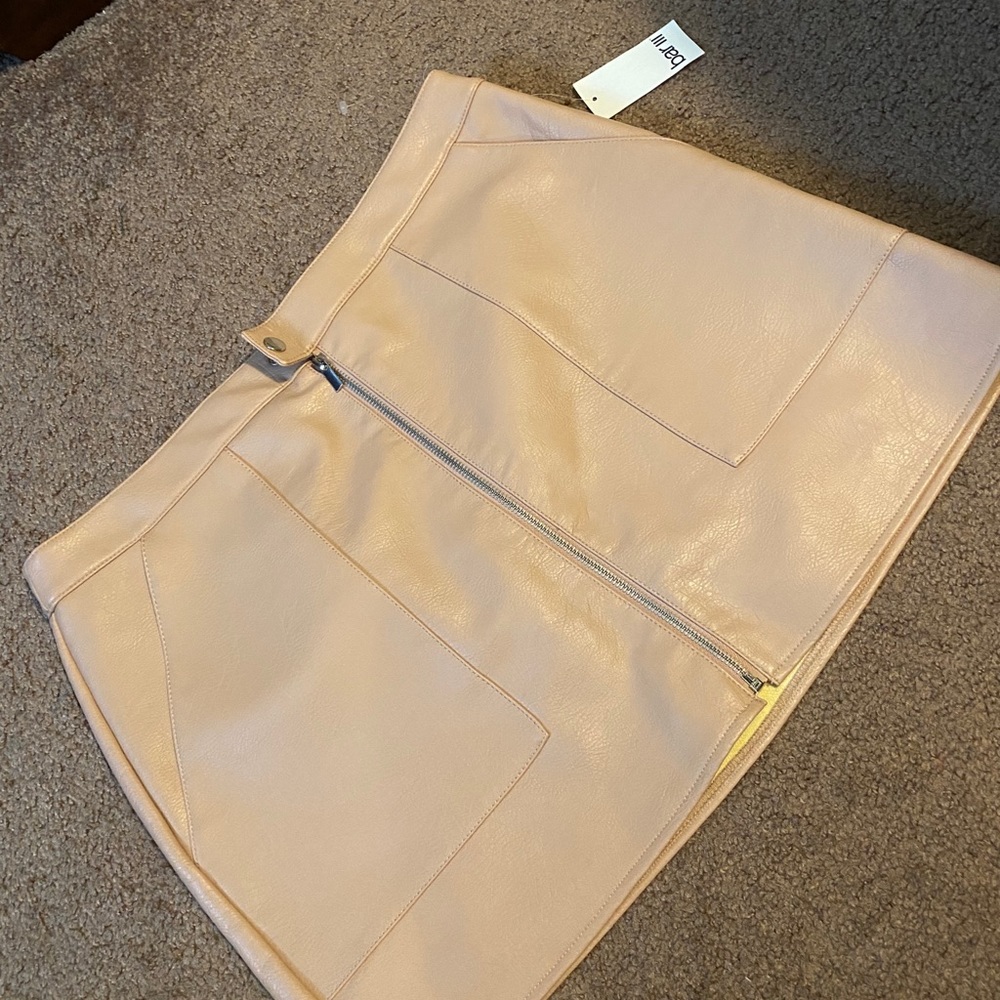 Pink Faux Leather Skirt